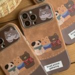 قاب موبایل آیفون مزرعه حیوانات قهوه ای دورنگ سنگشور - تصویر 3