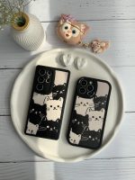 قاب موبایل آیفون گربه های کیوت سیاه و سفید محافظ لنزدار - تصویر 6