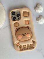 قاب موبایل آیفون پنجه خرس تدی قهوه ای ( Bear ) سیلیکونی استندشو - تصویر 8