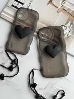 قاب موبایل آیفون تک قلب مشکی دودی + بندست قلبی ( 3004 ) - تصویر 5