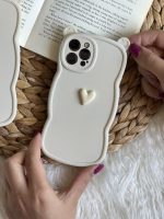قاب موبایل آیفون گوش قلبی تک قلب کرمی - تصویر 4
