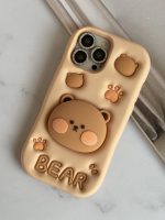 قاب موبایل آیفون پنجه خرس تدی قهوه ای ( Bear ) سیلیکونی استندشو - تصویر 9