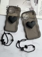 قاب موبایل آیفون تک قلب مشکی دودی + بندست قلبی ( 3004 ) - تصویر 4