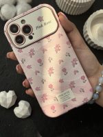 قاب موبایل آیفون شاخه گل رز صورتی بدون بند - تصویر 14