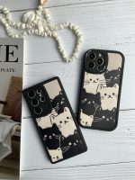 قاب موبایل آیفون گربه های کیوت سیاه و سفید محافظ لنزدار - تصویر 5