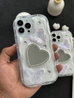 قاب موبایل آیفون آیینه قلبی پروانه برجسته - تصویر 6