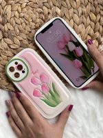 قاب موبایل آیفون گل لاله برجسته تولیپ صورتی - تصویر 5