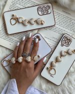 قاب موبایل سامسونگ بند قلبی مخملی محافظ لنزدار - تصویر 4