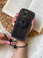 قاب موبایل آیفون تک قلب مشکی دودی + بندست قلبی ( 3004 ) - تصویر 9