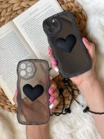 قاب موبایل آیفون تک قلب مشکی دودی + بندست قلبی ( 3004 ) - تصویر 8