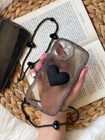 قاب موبایل آیفون تک قلب مشکی دودی + بندست قلبی ( 3004 ) - تصویر 11