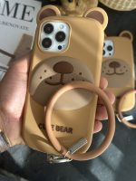 قاب موبایل آیفون خرس بانمک سیلیکونی همراه آویز ست - تصویر 5