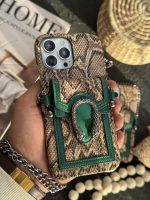 قاب موبایل آیفون پوست ماری پایتون جاکارتی و بند بلند - تصویر 9