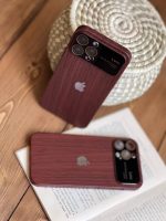 قاب موبایل آیفون کلاسیک طرح چوب و شیشه محافظ لنزدار - تصویر 9