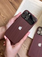 قاب موبایل آیفون کلاسیک طرح چوب و شیشه محافظ لنزدار - تصویر 6