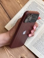قاب موبایل آیفون کلاسیک طرح چوب و شیشه محافظ لنزدار - تصویر 7
