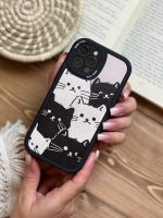 قاب موبایل آیفون گربه های کیوت سیاه و سفید محافظ لنزدار - تصویر 10