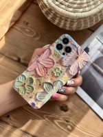 قاب موبایل آیفون گل آبرنگی ژله ای سه بعدی - تصویر 5