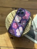 قاب موبایل آیفون گل لوندر بنفش آبرنگی محافظ لنزدار - تصویر 6