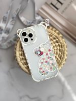 قاب موبایل آیفون خرس بهاری گوش دار پشت بیرنگ + بند آویز بلند - تصویر 6