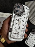 قاب موبایل آیفون پروانه و گل ریز نقره ای - تصویر 7