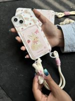 قاب موبایل آیفون خرگوش توت فرنگی پاپیون آویز و بند عروسکی - تصویر 9