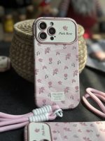 قاب موبایل آیفون شاخه گل رز صورتی بدون بند - تصویر 6