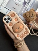 قاب موبایل آیفون پنجه خرس تدی قهوه ای ( Bear ) سیلیکونی استندشو - تصویر 6