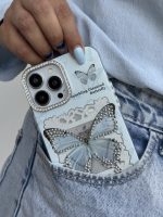 قاب موبایل آیفون اشک پروانه نگین دار - تصویر 4