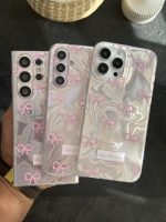قاب موبایل سامسونگ پاپیون شاینی صورتی نگین برجسته - تصویر 5
