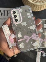 قاب موبایل ( آیفون - سامسونگ ) گربه پاپیون بزرگ آیینه ای صورتی + بندست - تصویر 9