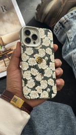 قاب موبایل آیفون گل رز مخمل سبز - تصویر 7