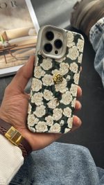قاب موبایل آیفون گل رز مخمل سبز - تصویر 8