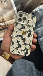 قاب موبایل آیفون گل رز مخمل سبز - تصویر 9