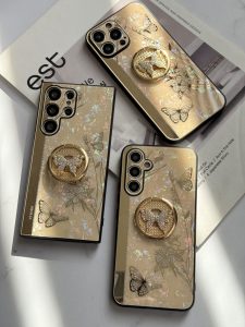 قاب موبایل آیفون پروانه نگین دار سواروسکی استندشو - تصویر 4