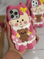 قاب موبایل آیفون عروسک صورتی لونا - تصویر 4
