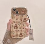 قاب موبایل آیفون خرس پاپیون استریپ + بندست کنفی ساده - تصویر 2