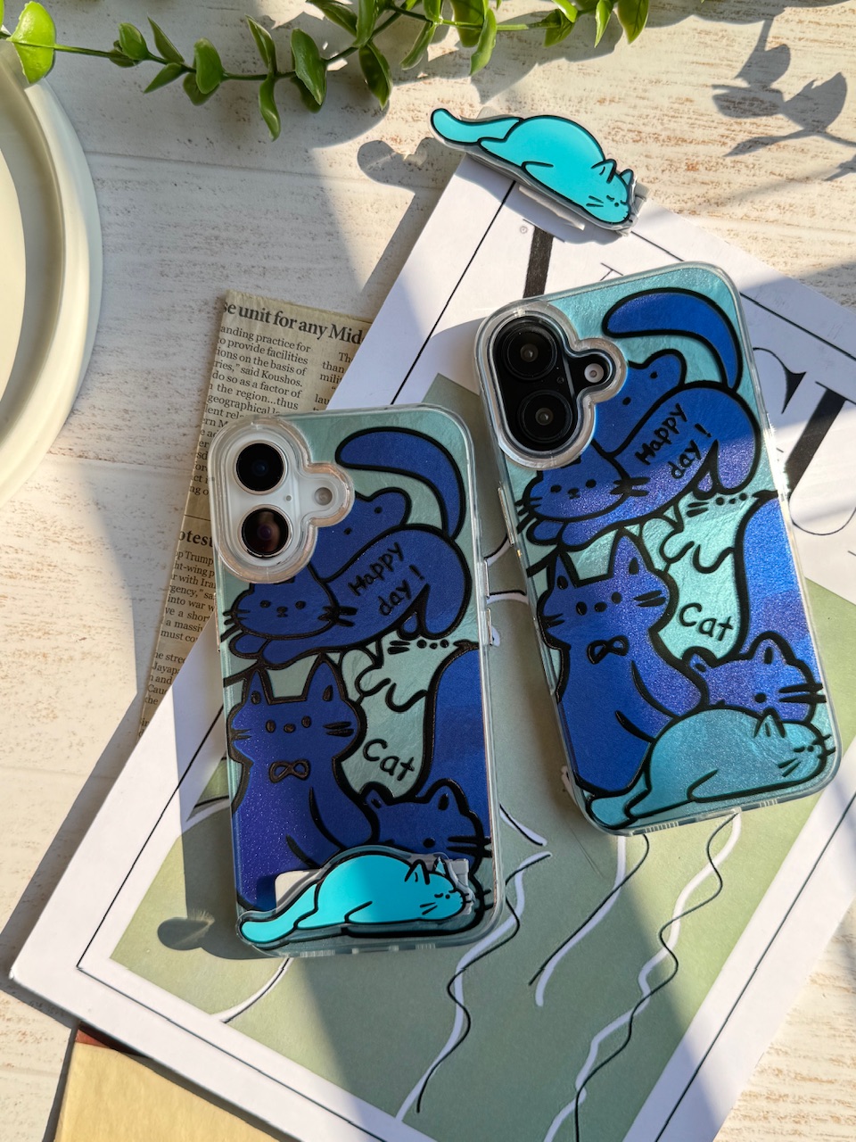 77e00f.jpeg قاب Happy Blue Cat بدون استند (کدC1895) - تصویر 1