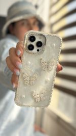 قاب موبایل آیفون سه پروانه دور نگین - تصویر 5