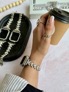 بند اپل واچ Diamond leaf bracelet با گارد نگینی (کدw5072) - تصویر 6