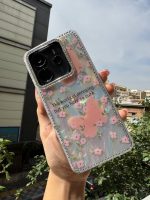 قاب ماربل نگین دار طرح شکوفه صورتی - تصویر 2